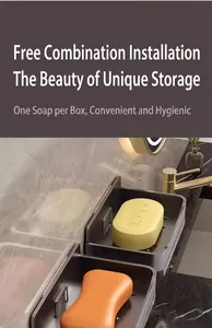 Close-up detail of modern wall-mounted soap dish with double drainage rack in bathroom