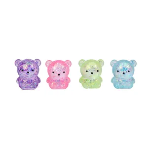 Colorful glitter bear squishy toys for stress relief and slow rebound sensory play