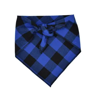 Classic blue and black buffalo plaid pet bandana for small and medium dogs and cats