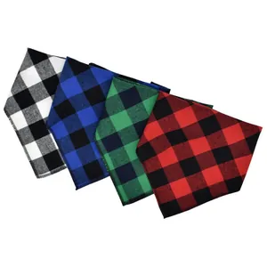 Classic buffalo plaid pet bandana set of 4 colors for small medium dogs and cats scarves.