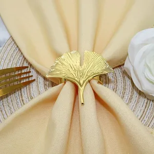 Golden ginkgo leaf napkin ring for creative luxury hotel restaurant table decoration