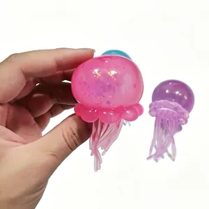 Close-up of a pink pearl jellyfish squishy stress relief toy with a soft texture