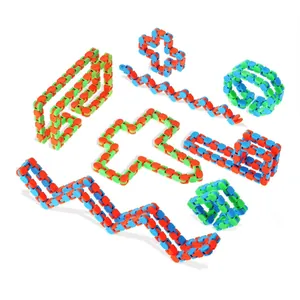 Multicolor 24-section wacky tracks fidget toy for stress relief and creative folding shapes