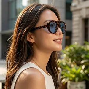 Sunglasses Retro Aviator Flat Top Large Thick Frame UV400 Protection PC AC Fashion Ocean Lens Streetwear Unisex