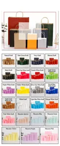 Professional color selection guide for various kraft paper gift bags with twisted handles