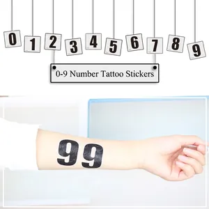 Arabic Numeral Temporary Tattoo Stickers Waterproof Black Bold For Sports Events Face Body Art Water Transfer