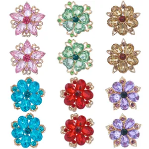Set of colorful flower rhinestone brooch accessories featuring faceted crystal petals