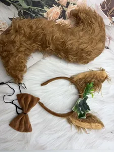 Halloween wolf ear and tail costume set with bowtie for kids and girls animal dress up