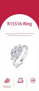 Detailed view of S925 sterling silver ring with round and baguette cut moissanite