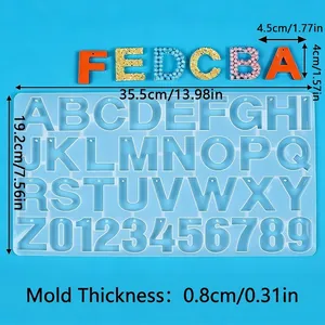 Silicone alphabet and number mold for DIY resin jewelry making, 35.5cm large size