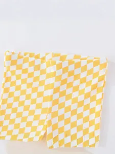 Minimalist yellow and white checkered ribbed leggings for toddlers and young girls