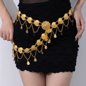 Vintage Metal Coin Waist Chain Belt Women Bohemian Ethnic Butterfly Tassel Adjustable Belly Body Jewelry Accessory