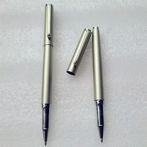 Elegant metal ballpoint pen with crystal rhinestone clip, champagne gold finish, portable