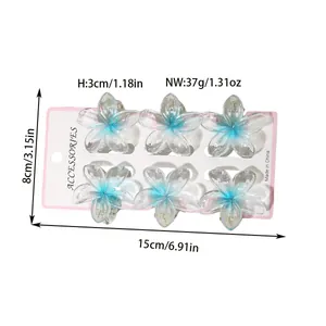 Detailed dimension and weight specifications for plumeria flower hair clips set
