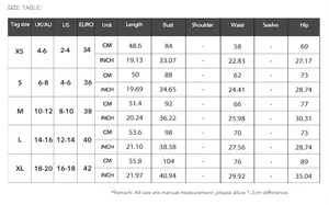 Detailed size chart for Y2K fashion tube top featuring CM and inch measurements