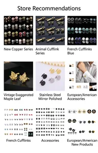 Collection of elegant business French cufflinks in various geometric shapes and metallic finishes