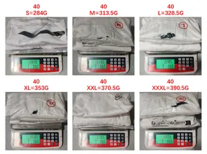Detailed weight measurement chart for men's casual hooded T-shirts from size S up to 3XL