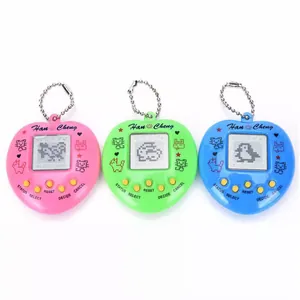 Virtual Electronic Pet Game Console Heart Shaped Handheld Cyber Machine Plastic Nostalgic Toy With Keychain For Kids