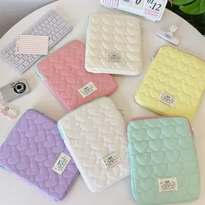 Pastel quilted laptop sleeves with heart pattern for iPad and notebooks in various colors