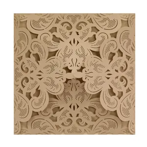 Champagne gold laser-cut European wedding invitation card with intricate lace pattern