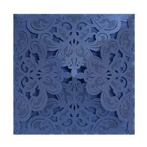 Elegant European style laser-cut wedding invitation card with lace floral pattern