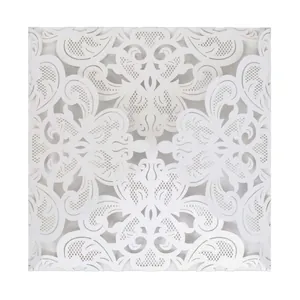Elegant white laser-cut lace wedding invitation card with intricate floral design