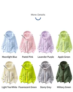 Vue détaillée des vestes de protection solaire UV légères en huit couleurs éclatantes