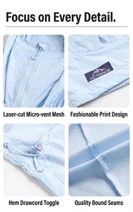 Détails en gros plan de la veste de protection solaire avec masque découpé au laser