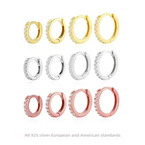 Classic Huggie Hoop Earrings 925 Sterling Silver With 5A Cubic Zirconia Minimalist Chic Jewelry For Women