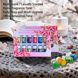 Twelve pack water-soluble essential oil set for home aromatherapy diffusers and scents