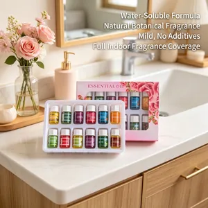 A complete set of 12 bottles of 3ml water-soluble essential oils for home aromatherapy
