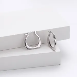 Boucles d'oreilles créoles géométriques en argent sterling S925 minimalistes
