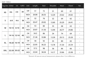 Detailed size chart for women's slim fit round neck knitted long sleeve top info