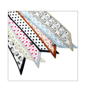 Elegant assorted skinny scarves with various patterns for neck, hair, and bag decoration