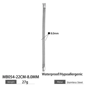 Men's 8mm stainless steel mesh woven bracelet specifications and details