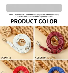 Close-up detail of adjustable PU leather crossbody bag replacement straps in various colors