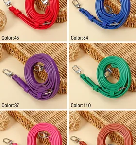 Detailed view of adjustable PU leather bag straps in multiple vibrant colors