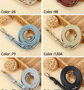 Multiple colors of adjustable PU leather replacement shoulder straps for bags.