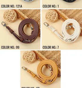Detailed view of adjustable PU leather shoulder straps in various colors with metal clips