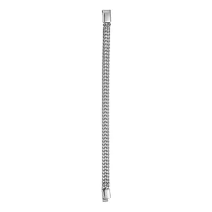 Retro double-row woven mesh stainless steel bracelet for men with silver polished finish