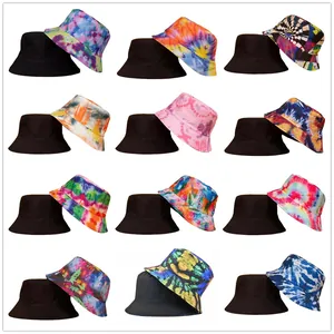 Double Sided Wear Tie Dye Printed Bucket Hat Reversible Sun Protection Basin Hat For Men Women Outdoor Casual Summer Fisherman Cap