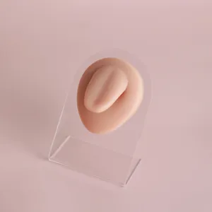 Professional simulation silicone tongue model for piercing practice on acrylic stand