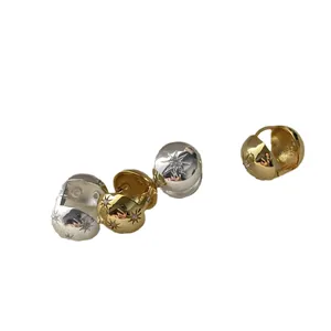 Vintage starburst engraved round dome hoop earrings in polished gold and silver finish