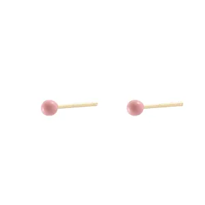 Sweet pink mini ball stud earrings in dopamine style for a minimalist fashion look