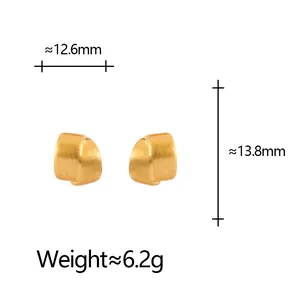 Matte brushed gold crisscross stud earrings featuring 13.8mm height and 6.2g weight