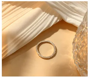 Sparkling silver eternity ring with micro-pave crystals for women's elegant daily wear
