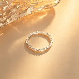 Elegant S925 sterling silver sparkling starry sky chain ring for women in warm lighting