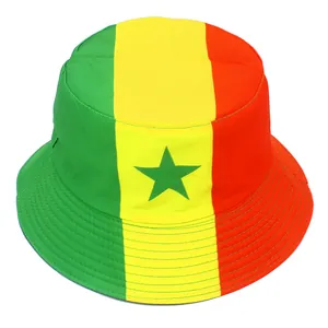 Chapeau bob réversible élégant avec imprimé du drapeau national du Sénégal pour l'été
