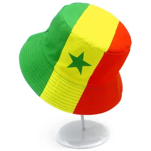 Chapeau bob imprimé drapeau Sénégal protection solaire vert jaune rouge tricolore