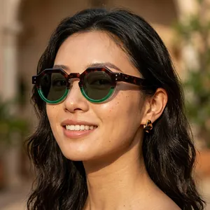 Geometric Octagonal Sunglasses PC Frame AC Lens Retro Tortoiseshell UV400 Protection Trendy Outdoor Eyewear Unisex